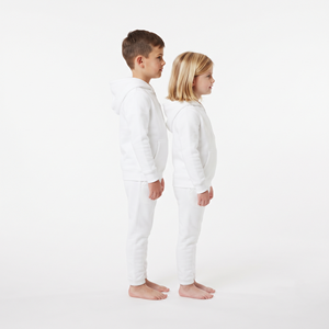 Stylish Kids Half Zip Hooded Tracksuit Solid <b>White</b> Color Pullover and <b>Jogger</b> Set Cotton Casual Clothing For Kids - Product Image 4