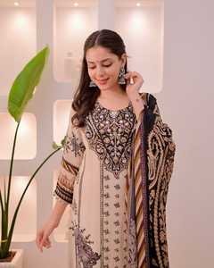 Ensemble Salwar Kameez traditionnel pour femmes, imprimé numérique, polyester, séchage rapide, coupe ample, longueur cheville, tenue décontractée, style Inde Pakistan - Product Image 2