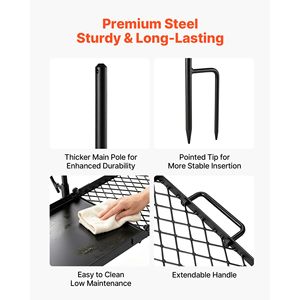 Parrilla Giratoria Resistente de 24 Pulgadas para Fogatas, Parrilla Portátil de Acero para Barbacoa con Ajuste de Altura de 360 Grados - Product Image 3