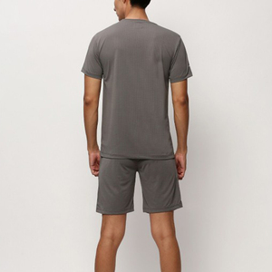 Low MOQ Men's Solid Plus Size Summer Shirt Short <b>Set</b> Customized Breathable Cotton 2-Piece Joggers Tracksuit Twin Matching <b>Set</b> - Product Image 5