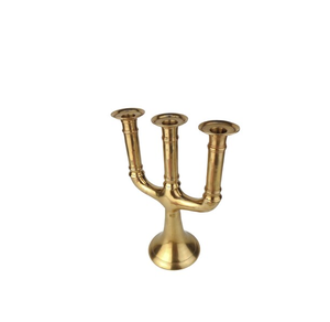 Support de bougie minimaliste en laiton doré fait main, pour Noël, mariage, événements festifs, décoration de table luxueuse et métallique pour la maison - Product Image 5