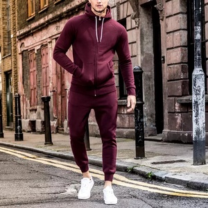 Chándales con capucha comprimida y cremallera completa para hombre, chándales de gimnasio en blanco de longitud completa de Color sólido, ropa deportiva para hombre - Product Image 2