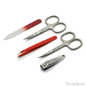 Professional <b>Nail</b> <b>Kit</b> With Stainless Steel Clipper Scissor Tweezers In Black PU Leather Pouch Portable Manicure Set - Product Image 3