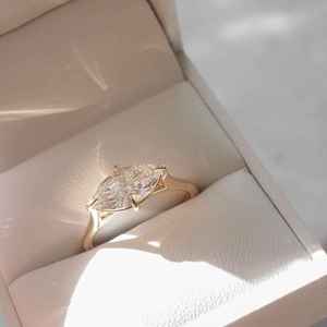 IGI Certified 1CT Marquise Shape Natural <b>Diamond</b> <b>Ring</b> 14K Gold F Color VVS2 Vintage Rhodium Engagement <b>Ring</b> Women - Product Image 1