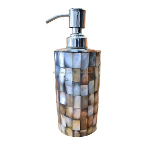Home Hotel Bathroom Mother of Pearl Hand <b>Wash</b> <b>Soap</b> Pump Dispenser Handmade Enamel Metal Liquid <b>Soap</b> Dispenser - Product Image 4