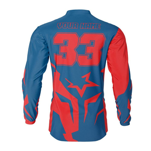 เสื้อเจอร์ซีย์มอเตอร์ไซค์แขนยาวสีแดงน้ำเงินสำหรับผู้ชาย แห้งเร็ว พิมพ์ลายแบบซับลิเมชั่น เสื้อโมโตสำหรับทุกฤดูกาล เหมาะสำหรับผู้ใหญ่ - Product Image 5