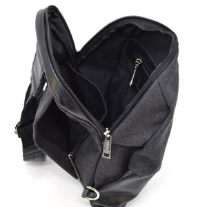 Sac bandoulière en cuir et toile imperméable avec fermeture éclair, sac de poitrine décontracté pour voyage, vente en gros LCSB-0020 - Product Image 2
