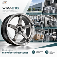 Jantes forgées à cinq branches plates de 18 à 22 pouces, finition argentée avec baril poli, monobloc VIW-216 pour BMW Audi Mercedes-Benz