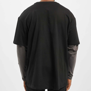 เสื้อยืดผู้ชายลำลองสองชั้น คอกลม แขนสองแบบ สำหรับใช้ในชีวิตประจำวัน เสื้อยืดผู้ชายสองชั้น - Product Image 5