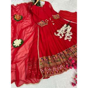 Hermoso vestido Anarkali para fiestas Elegante vestido de noche Pent y Dupatta - Product Image 3