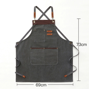 HARAZ Unisex Blue Genuine Leather <b>Work</b> <b>Apron</b> Cross Back Straps Pocket Dust Proof Needle Detectable Professional Workshop - Product Image 5