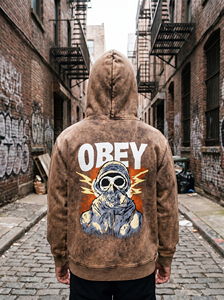 Sudadera con capucha y cremallera personalizada con efecto lavado ácido para hombre, de algodón grueso y forro polar, estilo oversize, informal, para invierno - Product Image 6