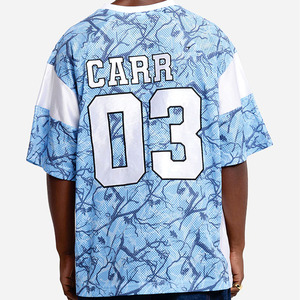 Jersey de Fútbol Americano de Alta Calidad con Diseño Sublimado Azul Claro, Estilo Urbano Holgado para Hombre, Ropa Deportiva Personalizada, Proveedor OEM - Product Image 5