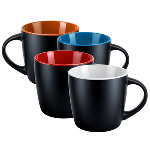 Taza de Café de Cerámica Negra Mate Personalizada <span class=keywords><strong>con</strong></span> su Logotipo, Diseño, <span class=keywords><strong>Foto</strong></span> o Patrón, Impresión Bajo Demanda <span class=keywords><strong>con</strong></span> Tecnología EffiPrint - Product Image 1