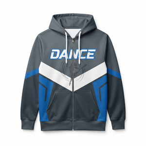 Sweat à capuche de sport de plongée pour homme, impression par sublimation personnalisée, numéro 48, bleu-gris, design color block avec poche avant zippée - Product Image 5