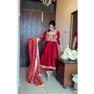 ชุดผ้าไหม anarkali Chinon พร้อม dupatta และกางเกงชุดพลัสซโซชุดปาร์ตี้ชุดราตรีสวยดูสวยงาม - Product Image 5