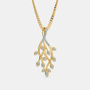 Collar con Colgante de Hoja de Oro Amarillo y Diamante Cultivado en Laboratorio - Product Image 1