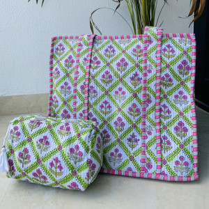 Bolsa de Aseo Acolchada de Algodón con Estampado Artesanal Ecológico para Mujer, con Cierre de Cremallera, Ideal para Viajes, Playa, Compras Diarias y Primavera - Product Image 1