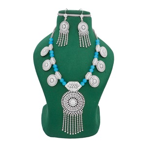 Oman Special Designer High <b>Silver</b> <b>Plated</b> Necklace for Women Indian Exclusive Designs Omani Vintage Beads Necklace <b>Silver</b> Ethnic - Product Image 1