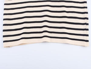 T-shirt décontracté d'été pour femme, col rond, rayures horizontales, coupe ajustée, extensible, style marin, ivoire et noir, collection 2026 HD - Product Image 5