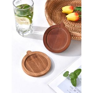 Juego de Posavasos Artesanales de Madera de Mango Natural con Soporte de Almacenamiento, Tapete Rústico para Bebidas, para Mesa de Centro, Decoración del Hogar, Accesorios de Cocina - Product Image 5
