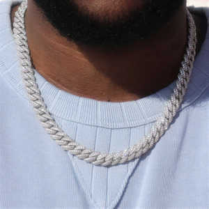 Colección de Cadenas Cubanas de Plata 925 con Diamantes Cultivados en Laboratorio, Collares Unisex Modernos Chapados en Plata - Product Image 4
