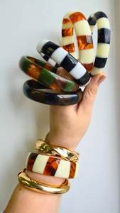 Brazalete Geométrico de Resina Acrílica, Brazalete Abierto Grueso Apilable, Unisex, para Fiestas y Uso Diario, SOFIYA CRAFT FHS5ER - Product Image 2