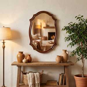 Artisan <b>Crafted</b> Wooden Wall <b>Mirror</b> for Living Room Decor - Product Image 1
