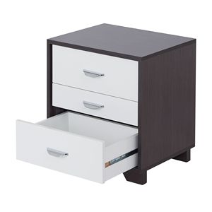 Comodino Rettangolare Bianco e Nero con 3 Cassetti, Elegante Tavolino d'Appoggio - Product Image 4