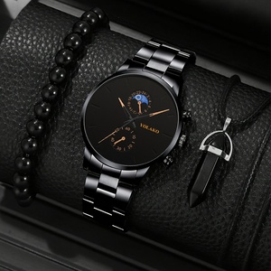 6250 Men <b>Watch</b> Set 1pc Round Men's Quartz <b>Watch</b> & 1pc Bracelet & 1pc Pendant Necklace - Product Image 2