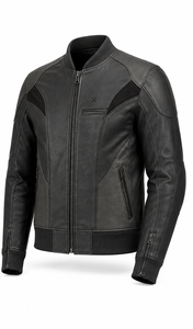 Blouson de moto en cuir Performance Bomber |   Respirant |   Bleu Charbon Brun |   Fabricant OEM/ODM |   Vêtements de course pour hommes - Product Image 2
