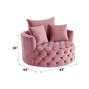 Poltrona Girevole Zunyas in Velluto Rosa per Soggiorno - Product Image 3