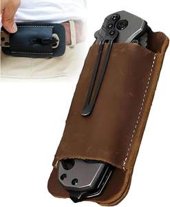 Étui compact en cuir pour couteau tactique pliant, gaine universelle pour ceinture, double couture, personnalisable, ODM, OEM, usine, étanche - Product Image 5