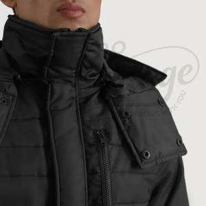Chaqueta Acolchada Negra para Hombre con Capucha Desmontable Extra Grande, Parka Acolchada Cálida de Invierno, Abrigo Térmico para Exteriores - Product Image 6