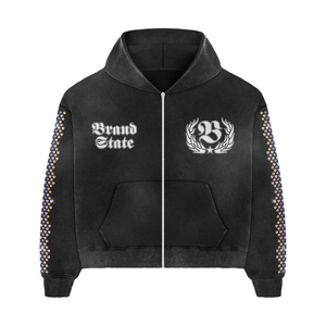 Conjunto de Chándal Personalizado para Hombre con Pedrería, Sudadera con Cremallera y Pantalones Jogger, Ropa Deportiva Brillante, OEM ODM Marca Privada - Product Image 2