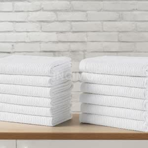 Demander le prix : Serviettes de nettoyage en coton côtelé 100% coton, 16x19, 32oz, blanches blanchies, pour cuisine commerciale, provenant d'Asie. - Product Image 5