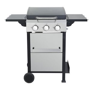 Barbecue a Gas Propano con 3 Bruciatori, Potenza 36900 BTU, Griglie di Cottura in Metallo Smaltato, Lati Pieghevoli e Piastra in Acciaio Inox per Barbecue all'Aperto - Product Image 6