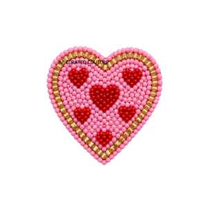 Broche artisanale en perles en forme de cœur avec ruban, épingles rouges, blanches et dorées pour femmes, accessoires de robe, broches de mode pour la Saint-Valentin - Product Image 2