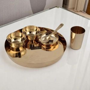 Juego de Cena Kansa de Bronce Hecho a Mano, Juego de Comedor Completo para una Experiencia de Servicio Auténtica India - Product Image 2