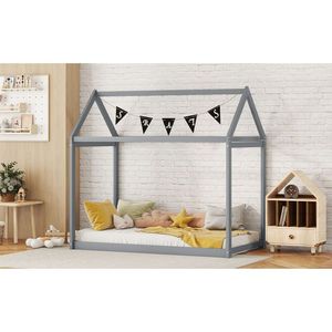 Letto a casetta in legno grigio per bambini, misura Twin - Product Image 5