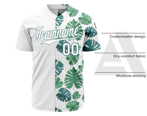 <b>Top</b> Premium Baseball Uniforms Jersey with Premium Quality <b>Mesh</b> Shirts and V Neck Jersey Front Button Short Sleeve White <b>Green</b> - Product Image 4