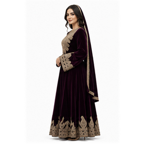 Vestido Maxi Tradicional Indio-Pakistaní para Mujer, Largo hasta el Suelo, con Bordado de Espejos, Corte Holgado, para Bodas, Estilo Afgano Kuchi - Product Image 6