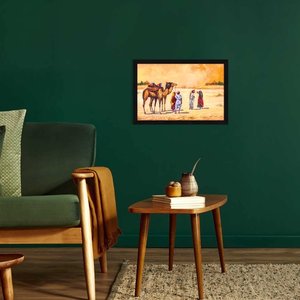 Framed Wall Art ArtX Paper Village Scene Multicolor <b>Nature</b> <b>Painting</b> 18.5 X 12.5 Inches Living Room Decor - Product Image 1