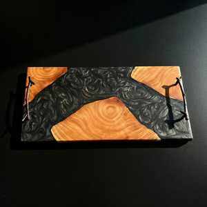 Premium Natural Wood & <b>Epoxy</b> Resin Decorative Tray with Modern Metal Handles for Living Room, Dining <b>Table</b> & Wedding Gifts - Product Image 6