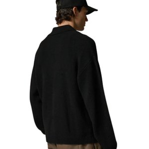 Camisa de punto de ganchillo para hombre con bolsillos, manga larga, abotonada, informal, tejido texturizado, suministro al por mayor OEM - Product Image 5