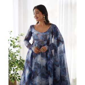 Hermoso Vestido Anarkali para Fiestas, Talla XS, Conjunto con Pantalón y Dupatta - Product Image 3