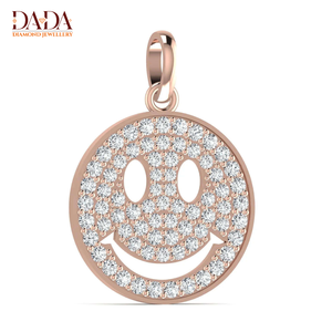 Pendentif visage souriant en diamant de luxe, pendentif emoji rond glacé, bijoux hip-hop, pendentif tendance - Product Image 2