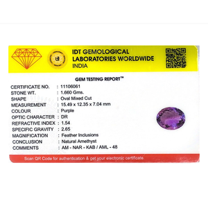 Loose Amethyst Gemstone 8.3 Carat Faceted Heart Oval Emerald Cut for Fine Jewelry - Product Image 4