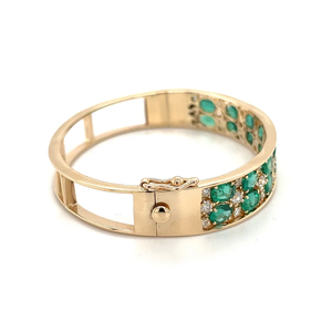 Brazalete Vintage de Aleación de Zinc Chapado en Oro de 10K con Corte Ovalado y Diamantes Redondos con Corte Brillante en Canal, Brazalete para Mujer - Product Image 3