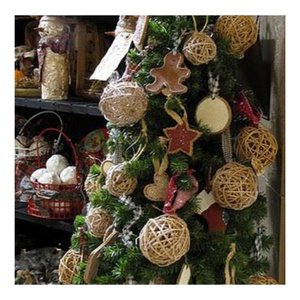 Rustic Rattan Bell <b>Ornaments</b> Made in Vietnam for Holiday Wreaths Christmas <b>Trees</b> and Interior Decorations - Product Image 3